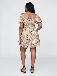 Puff-Sleeve Mini Dress