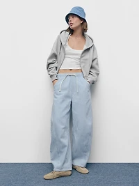 Mid Rise UltraSoft Denim Stripe Easy Horseshoe Jeans