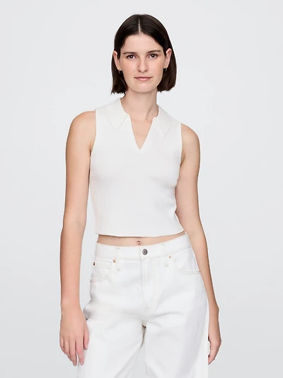 Rib Sweater Crop Tank Top