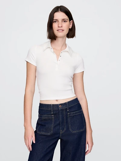 Modern Rib Crop Polo Shirt