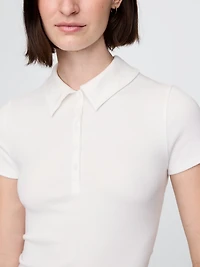 Modern Rib Crop Polo Shirt