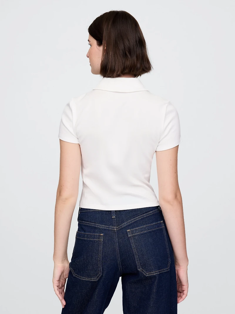 Modern Rib Crop Polo Shirt