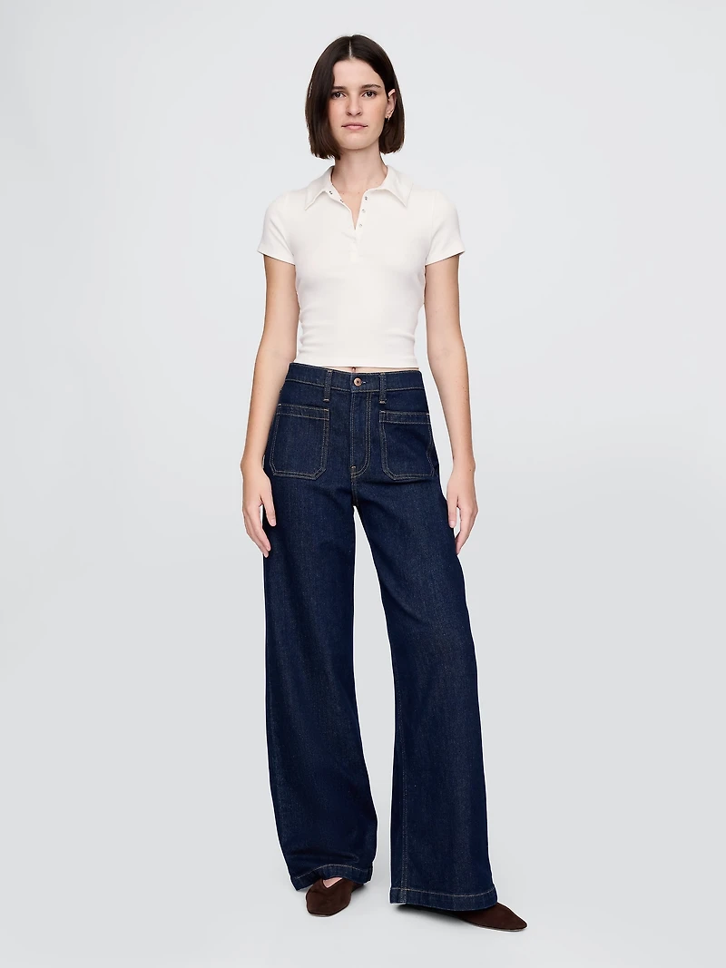 Modern Rib Crop Polo Shirt