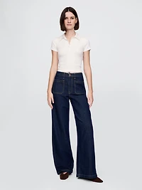 Modern Rib Crop Polo Shirt