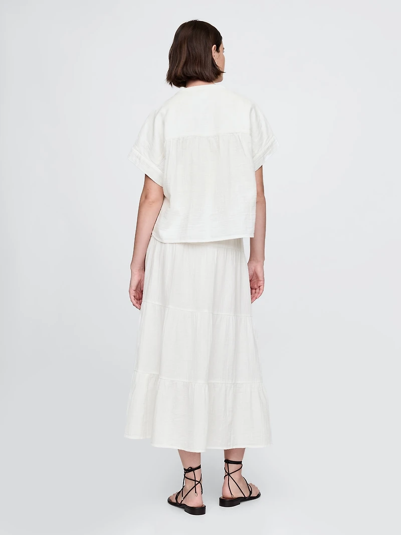 Cotton Gauze Tiered Maxi Skirt