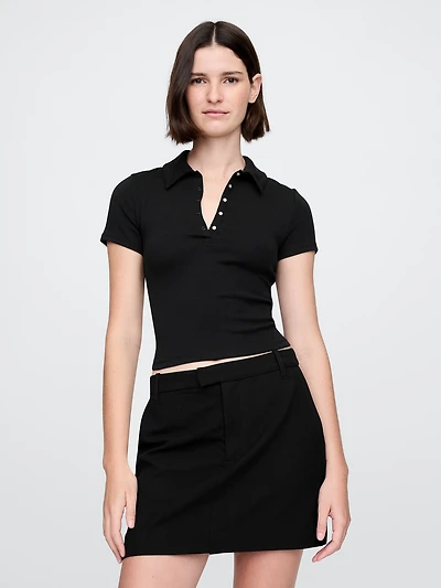 Modern Rib Crop Polo Shirt