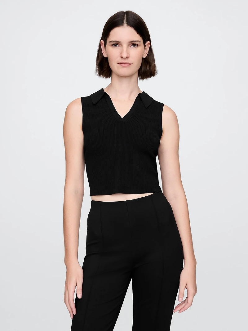Rib Sweater Crop Tank Top