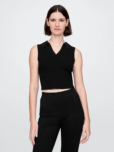 Rib Sweater Crop Tank Top