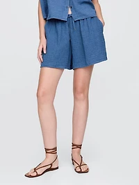 Cotton Gauze Denim Easy Shorts