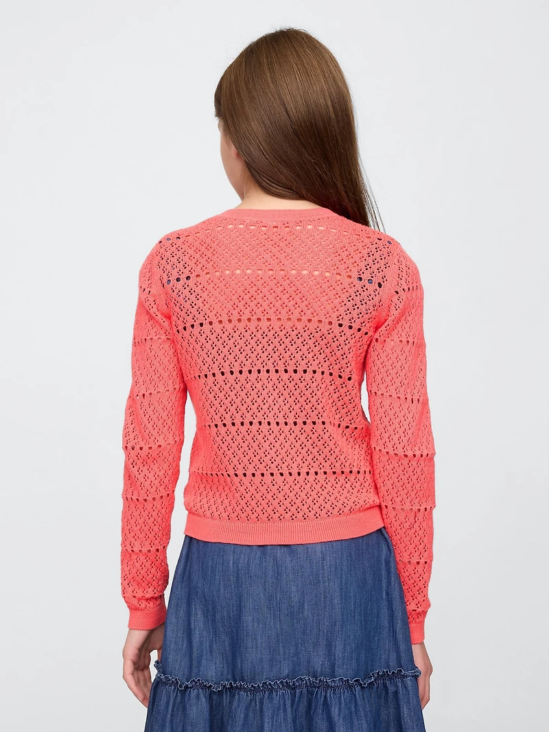Girls Pointelle Cardigan