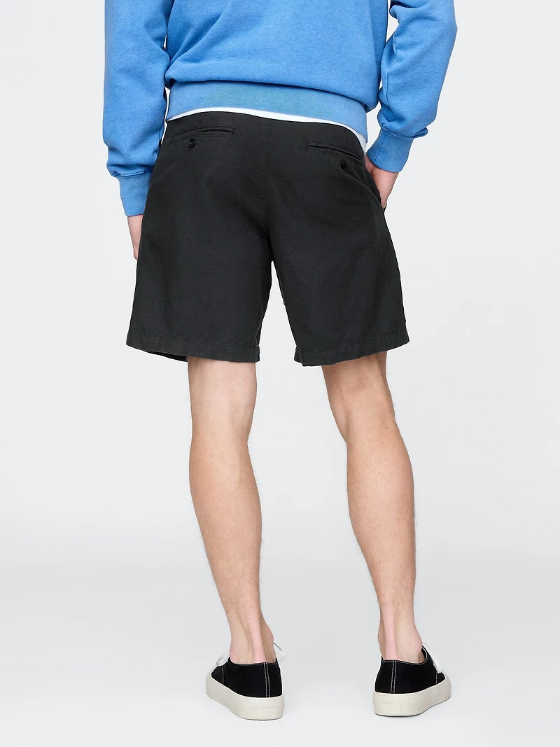 8" Linen-Cotton Shorts