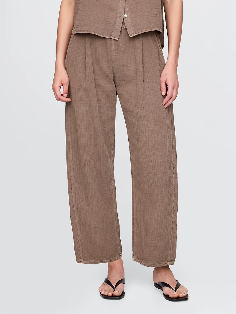 Cotton Gauze Easy Barrel Pants
