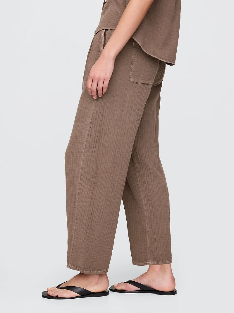 Cotton Gauze Easy Barrel Pants