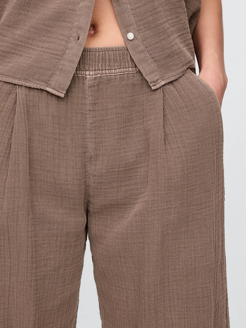 Cotton Gauze Easy Barrel Pants