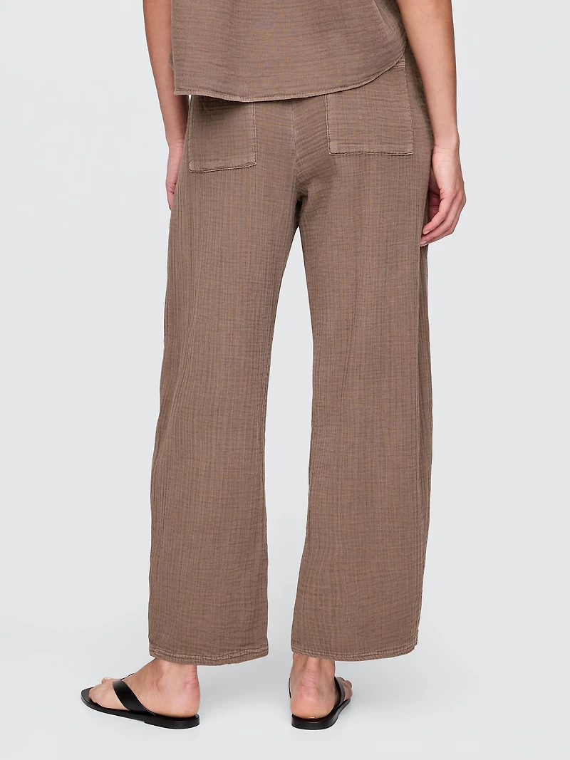 Cotton Gauze Easy Barrel Pants