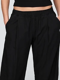 Mid Rise Linen-Blend Easy Barrel Pants