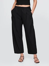 Mid Rise Linen-Blend Easy Barrel Pants