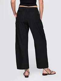 Mid Rise Linen-Blend Easy Barrel Pants