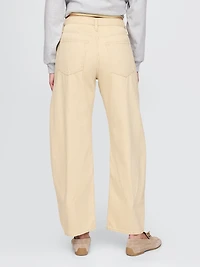 High Rise Khaki Stripe Barrel Jeans