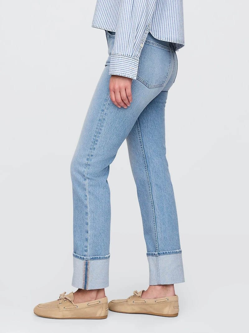 High Rise Cuffed '90s Slim Straight Jeans