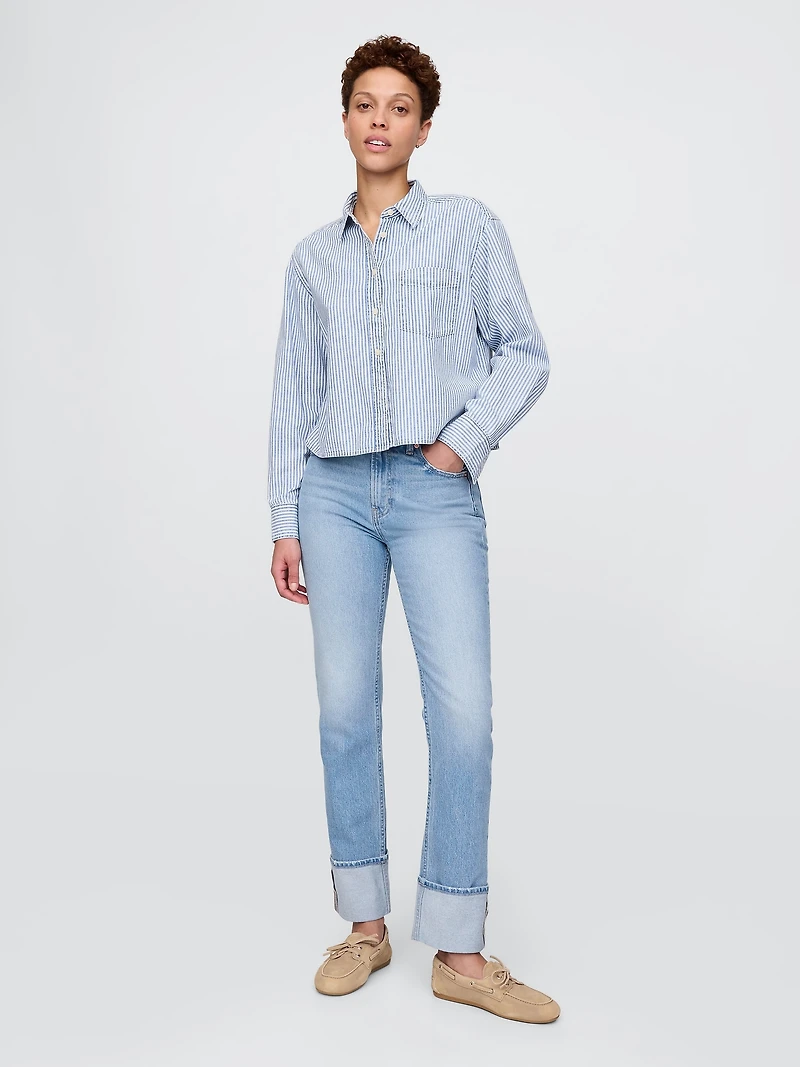 High Rise Cuffed '90s Slim Straight Jeans