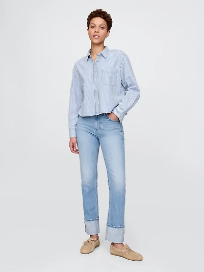 High Rise Cuffed '90s Slim Straight Jeans