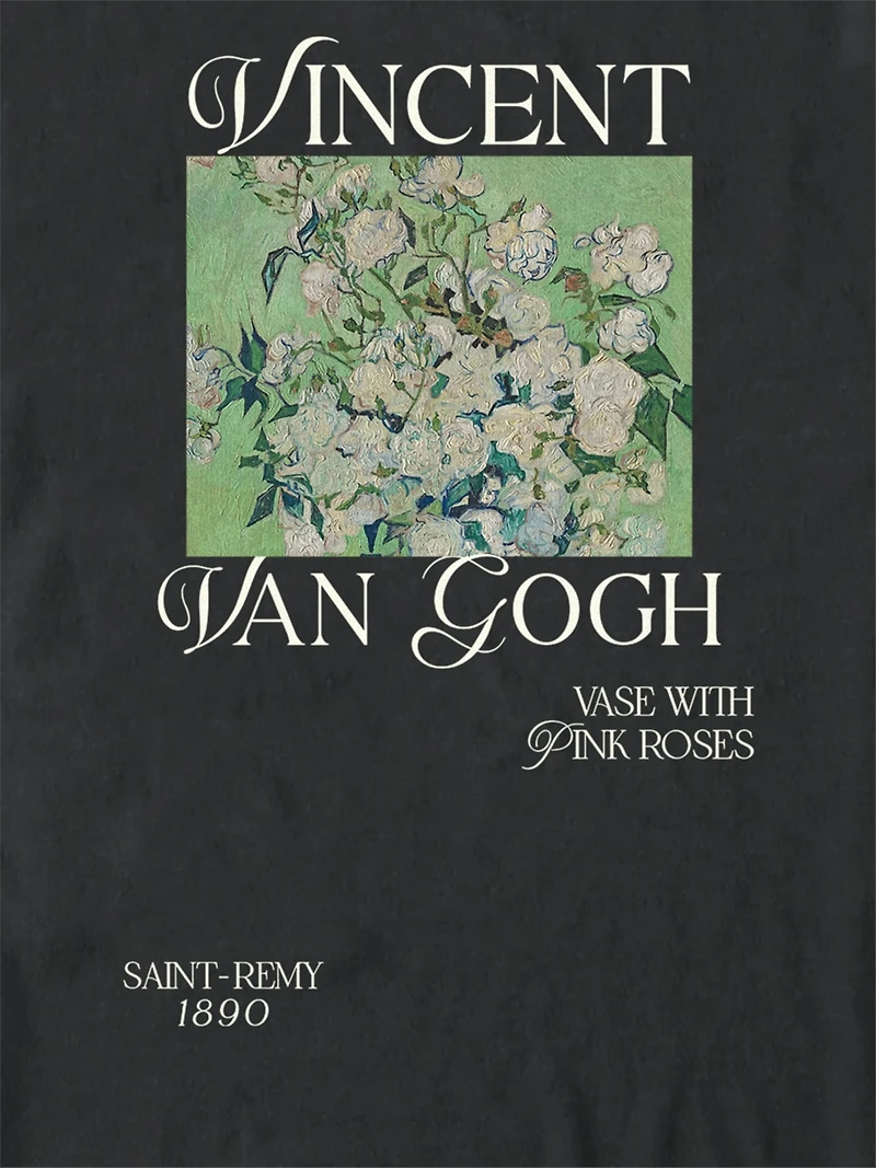 Van Gogh Pink Roses Oversized Graphic T-Shirt