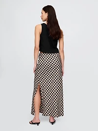 Linen-Blend Midi Skirt