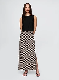 Linen-Blend Midi Skirt