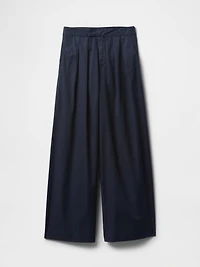 High Rise Twill Pleated Wide-Leg Khakis