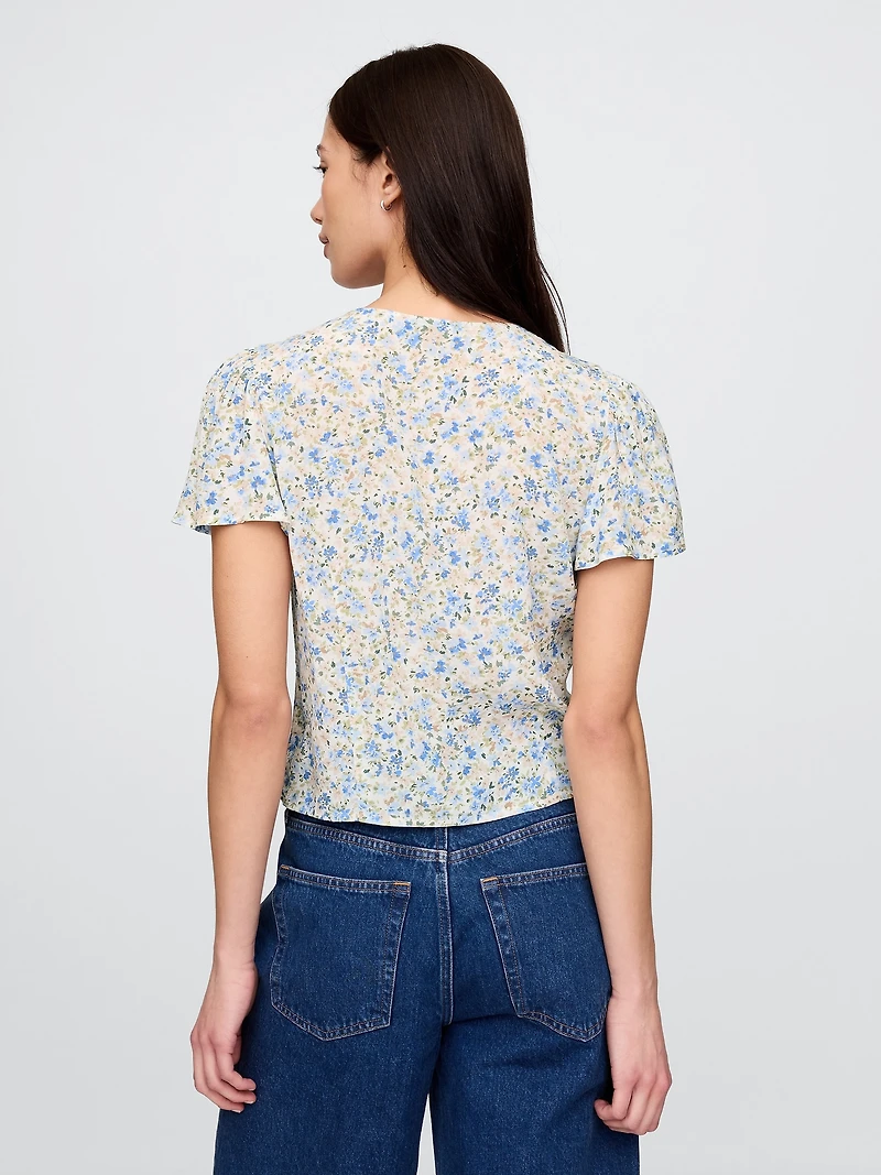 Crepe Flutter-Sleeve Top