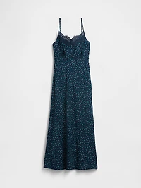 Crepe Lace-Trim Sweetheart Maxi Dress
