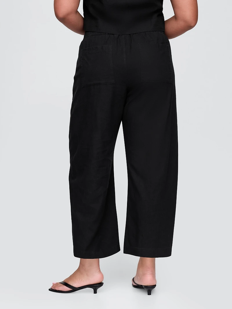 Mid Rise Linen-Blend Easy Barrel Pants