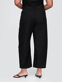 Mid Rise Linen-Blend Easy Barrel Pants