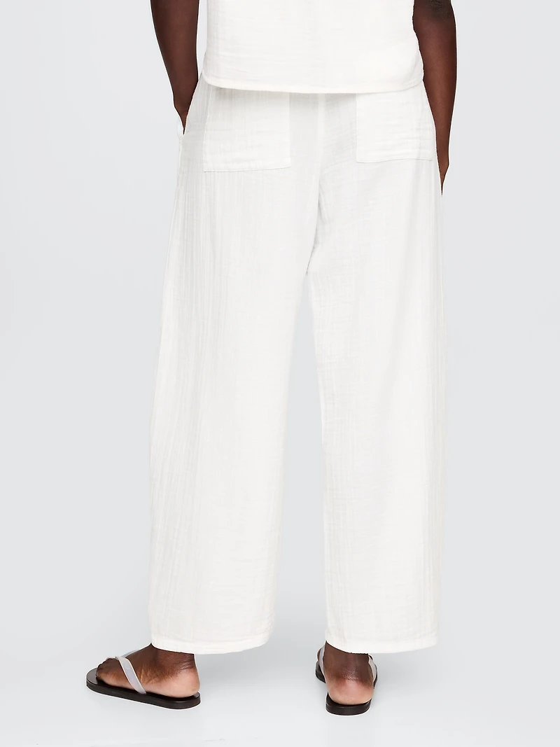 Cotton Gauze Easy Barrel Pants