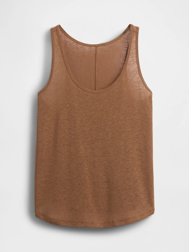 Linen-Blend Racerback Tank Top