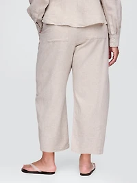 Mid Rise Linen-Blend Easy Barrel Pants