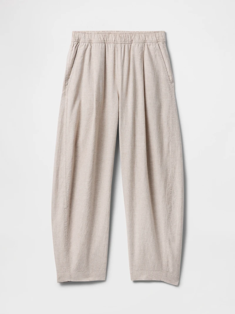 Mid Rise Linen-Blend Easy Barrel Pants