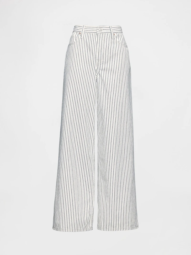 Mid Rise Denim Stripe Baggy Jeans