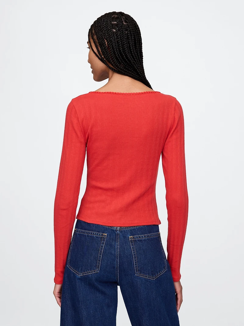 Pointelle Crop Cardigan