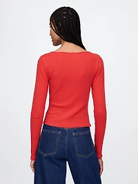 Pointelle Crop Cardigan
