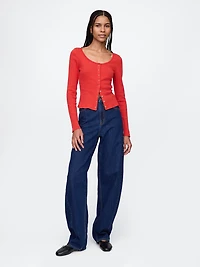 Pointelle Crop Cardigan