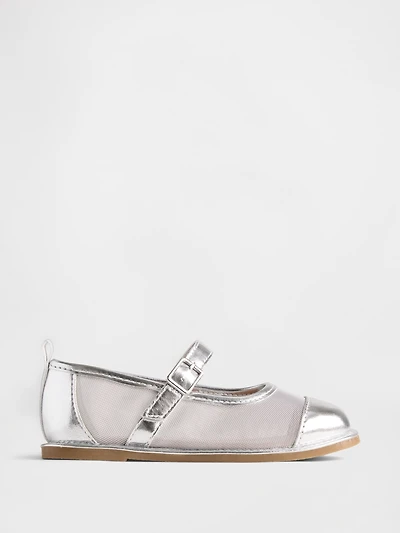 Toddler Metallic Mesh Mary Jane Flats