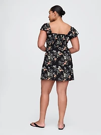 Crepe Flutter-Sleeve Mini Dress