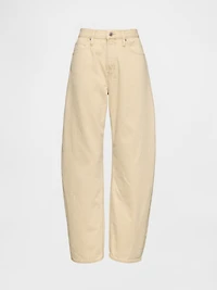 High Rise Khaki Stripe Barrel Jeans