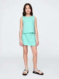 Kids Linen-Cotton Scalloped Top