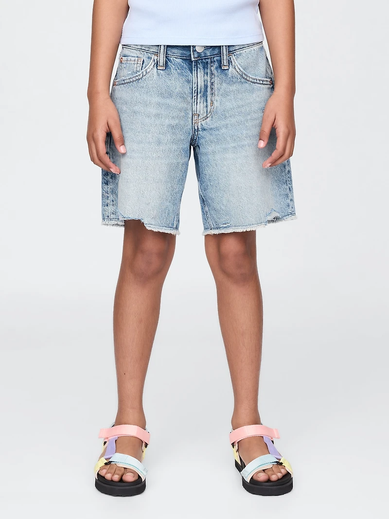 Kids Low Rise Stride Denim Bermuda Shorts