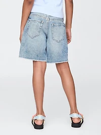 Kids Low Rise Stride Denim Bermuda Shorts