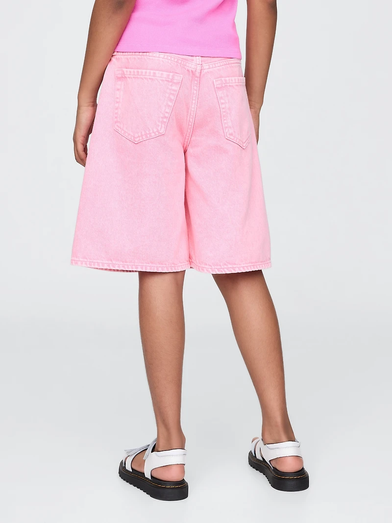 Kids Mid Rise Longline Denim Shorts