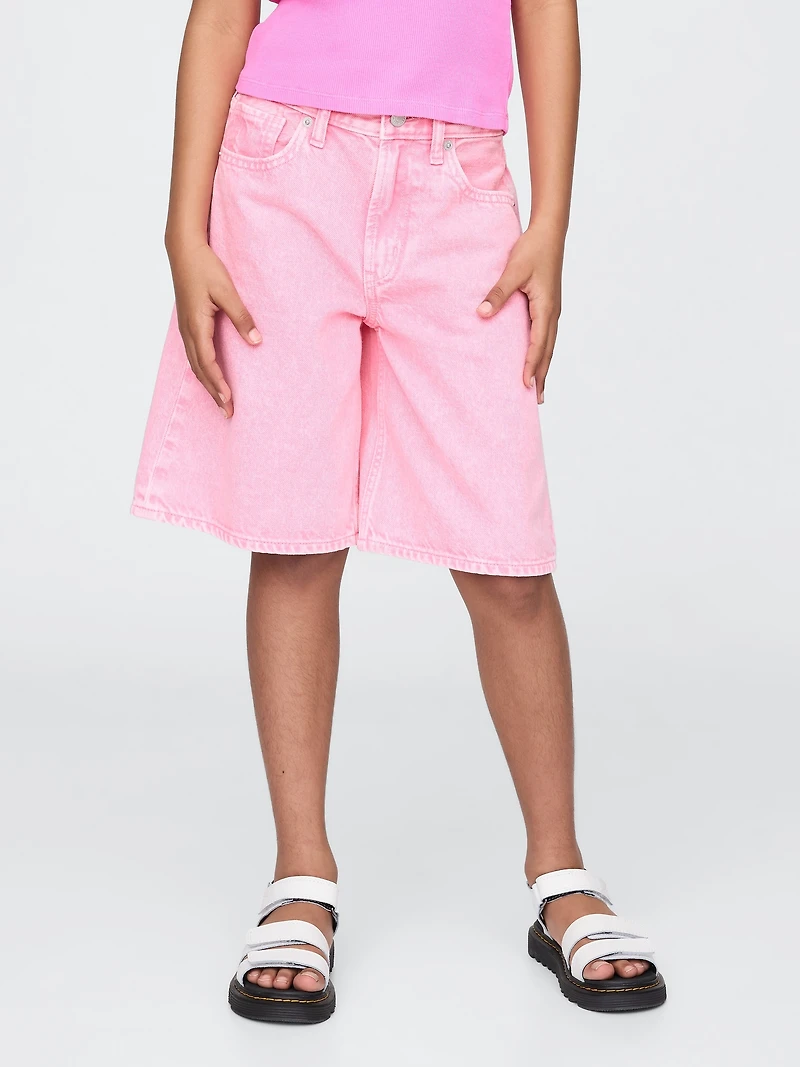 Kids Mid Rise Longline Denim Shorts
